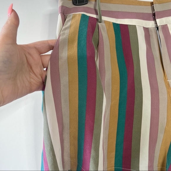 SOLD silk Gigi Farrah flowy rainbow boho striped shorts - Picture 3 of 6